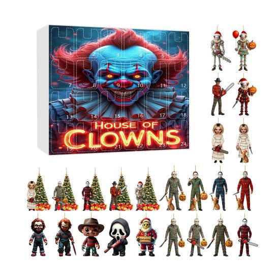 Хэллоуин Адвент-календарь 2025 24-дневный календарь обратного отсчета с коллекционными акриловыми подвесками Тема ужасов Обратный отсчет