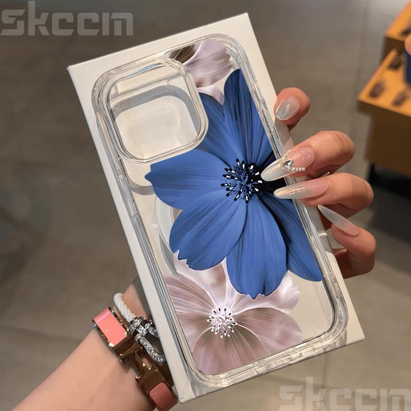 Realistic Lily Flower Print Clear Phone Case For iPhone 16E 16 15 14 13 12 11 Pro Max Plus XS XR Magnetic Wireless Charge Cover