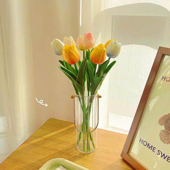 Искусственные цветы, яркий реквизит для фотографий, красивые, практичные, настоящие сенсорные цветы, букет тюльпанов, товары для вечеринок