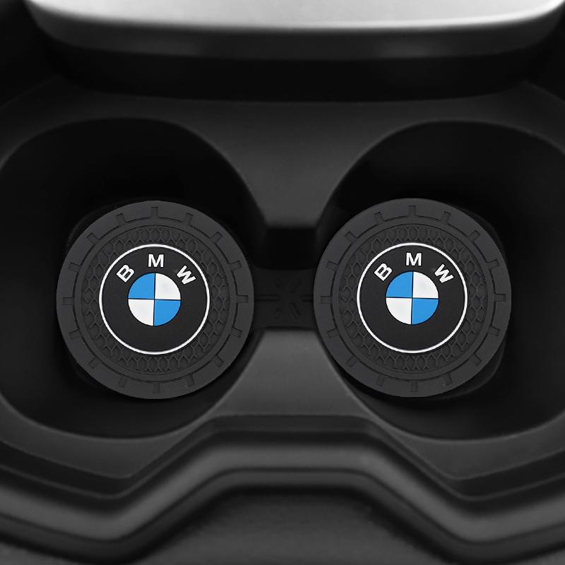 For BMW E81 2Pcs Car Water Cup Mat Rubber Anti Noise Coaster Decoration For BMW X1 X2 X3 X5 X4 X6 X7 iX3 F20 F10 F07 E70 E46 E90 E92 E60 E39