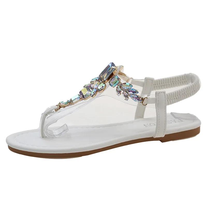 Fashion Women Flip-flops Sandals for Women 2024 Luxury Rhinestone Flat Shoes Ladies Designer Beach Shoes Light Roman Sandalias