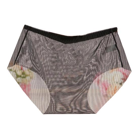 Женские трусики бесшовные средней талии высокая эластичность тонкие прозрачные ледяной шелк дышащие