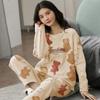 Plus Size Womens Fashion Girls Pajamas Long Sleeve Tops Pants Set Sleepwear Bamboo Print Fresh Family Pajamas Set