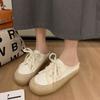 Lazy Slippers Women's Summer New Fashion Canvas Versatile Lace-up Casual Bag Head Muller Half Slippers Outer Wear