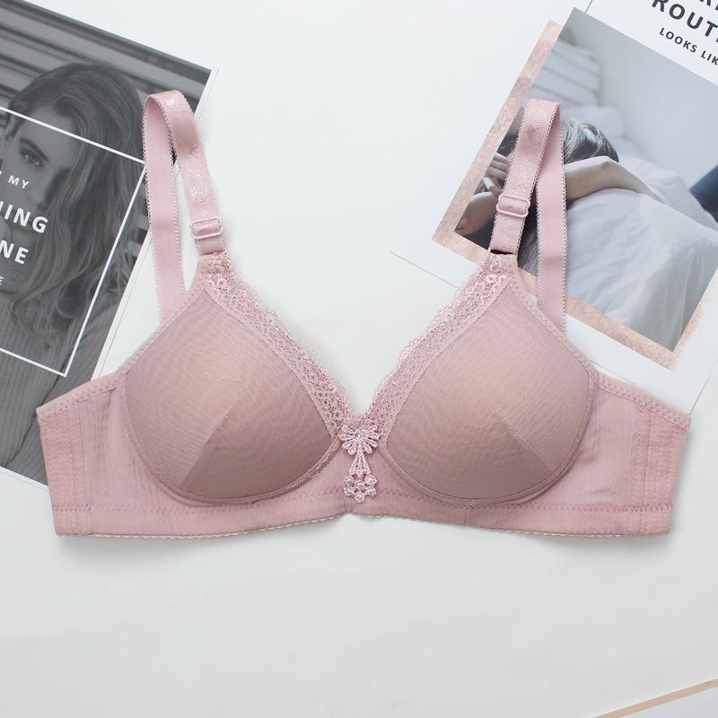 Medium and Elderly Underwear Thin Bra Lace Bra Breathable Bra Gathered Bra No Steel Ring Bra