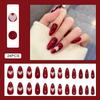 24pcs Wearable Bow Design Press on Nails Simple Pearl Starlight Short Almond False Nails Tips Finished Cat's Eye Fake Nail Sets