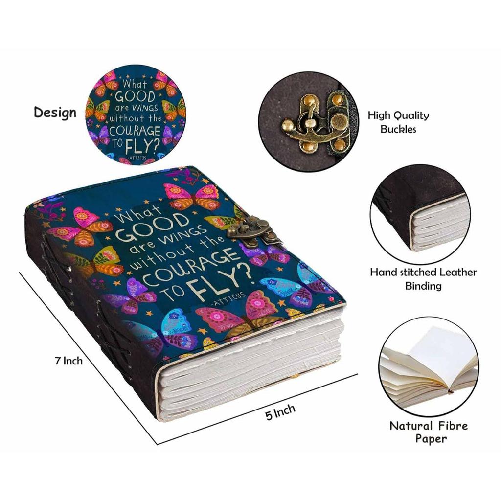 Leather Positive Quote Blank Pages Journal Diary for Personal & Office Use Planner Blank Diary (7 X 5 Inch)