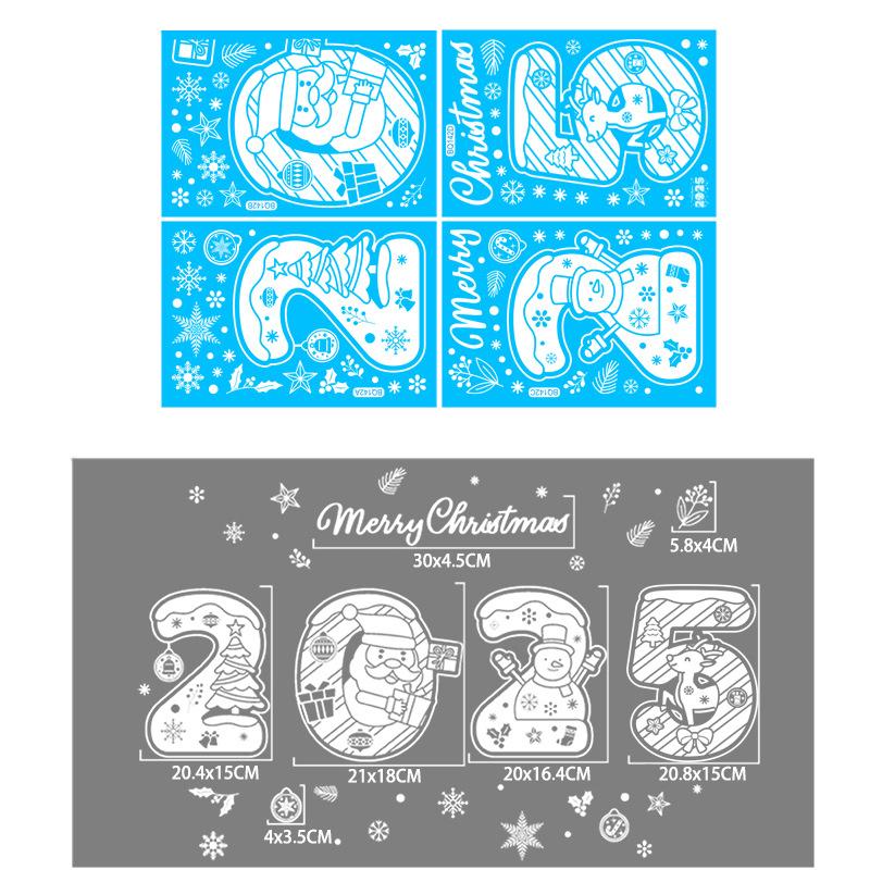 2025 Веселая Рождественская Наклейка на Окно Новогодняя Электростатическая Наклейка на Стекло Санта-Клаус Снежинка DIY Наклейка Украшения Домашней Комнаты