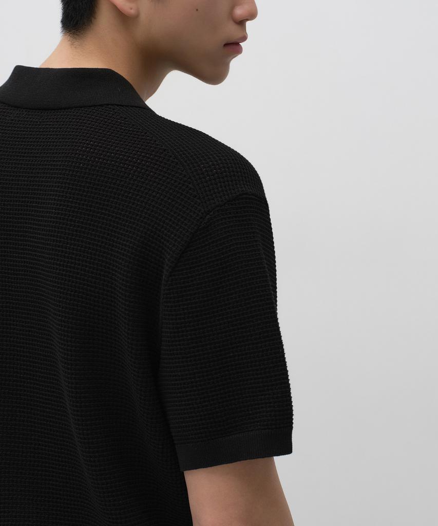 MUSINSA STANDARD Crocheted Knitted Polo Shirt [Black]