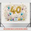 2D 40th Birthday Party Backdrop Gold Number Balloon Background Cloth