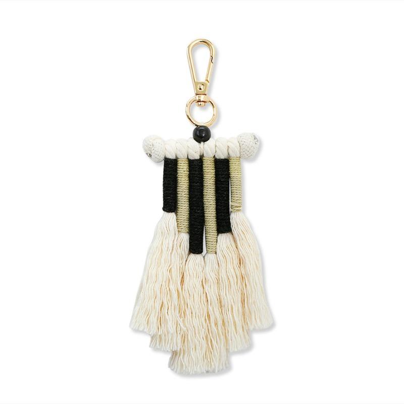Nordic Style Hand Woven Rainbow Bag Keychain Bohemian Tassels European and American INS Key Accessories Pendant