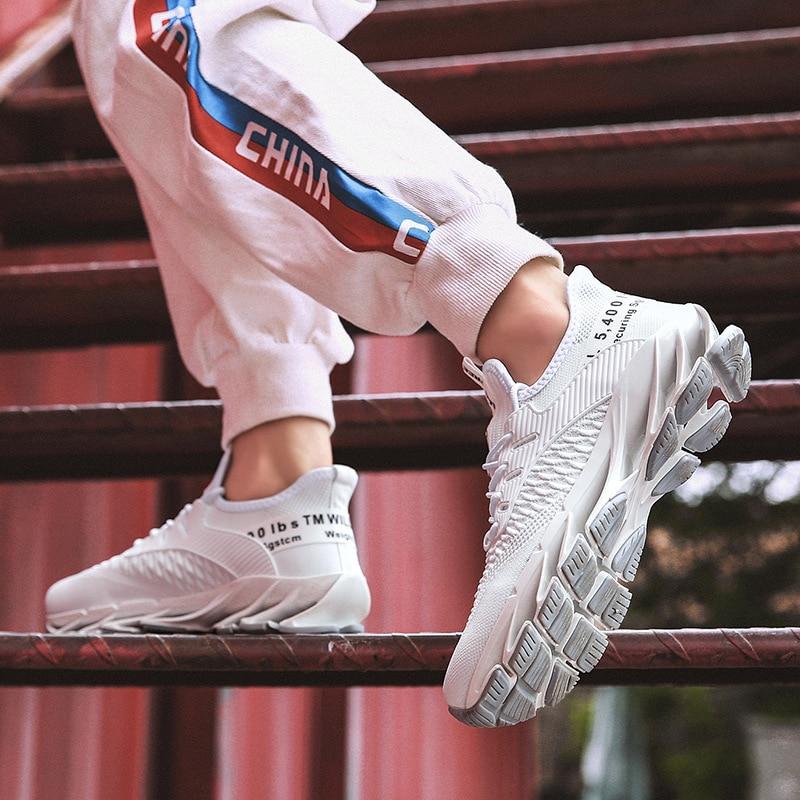 Мужская обувь нового стиля, тканая спортивная обувь с ножевым краем, дышащая обувь для бега, модная мужская спортивная обувь большого размера