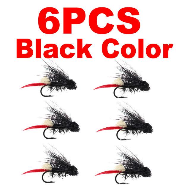 Bimoo 6 шт. #4 сухая муха из оленьих волос наземная муха Zuddler Цикада Аттрактор форель окунь нахлыстовая рыбалка приманка черная оливковая натуральная