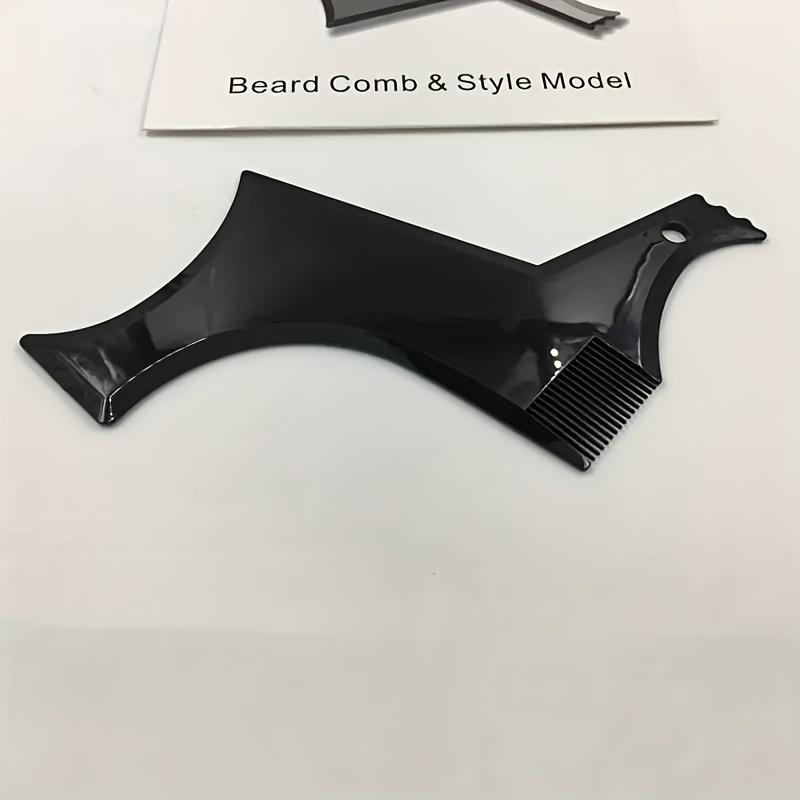 Men's grooming tools with built-in comb and beard styling templates, compatible with any electric shaver, trimmer, or scissors