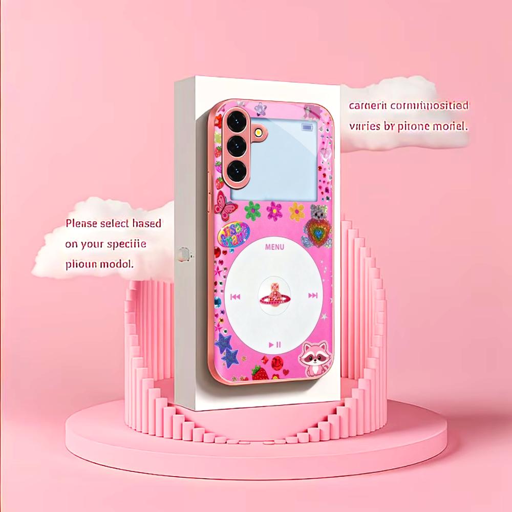 Pink phone sticker Madam pink Glass PhoneCase for Samsung Galaxy S26 S25 S24 S23 S22 S21 FE Ultra Plus Dropresistant Female