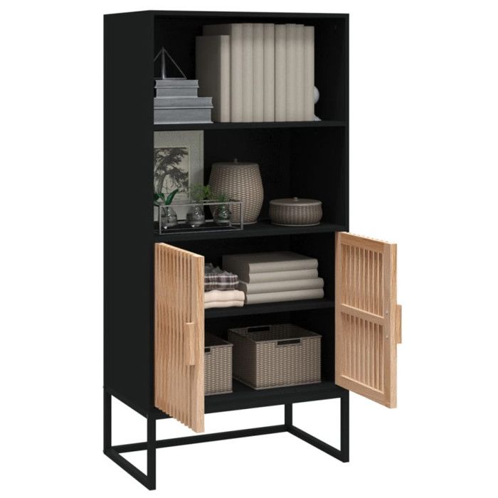 VidaXL Highboard Black 60x35x125 Cm Engineered Wood, Sideboard, Storage Furniture, Cupboard, Cabinet, Living Room Furniture, 352134