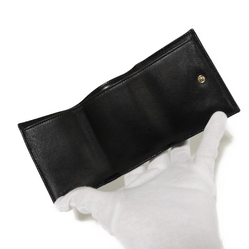 Б/у 11679 Кошелек тройного сложения 288648 7942 RFID IC чип Золотой Компактный кошелек Логотип Клип Черный Унисекс из Японии ОРИГИНАЛ