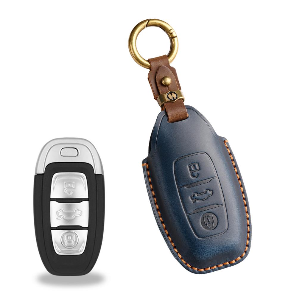The retro key cover is suitable for Hongqi h5 h7 old car handmade leather key protection case ring.