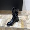 Короткие ботинки Мартин с рукавом Женские ботинки Модные Универсальные Ботинки-брюки с круглым носком Женские Осенне-зимние 2025 Новые Универсальные Толстый каблук