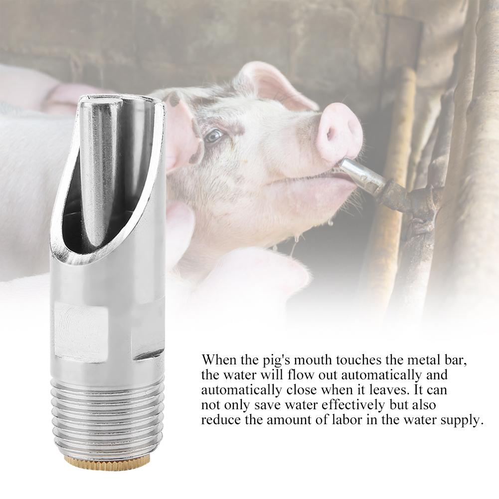 5-piece nipple drinker made of stainless steel, automatic drinker with strong spring for s and cattle, prevents leaks and keeps the water clean