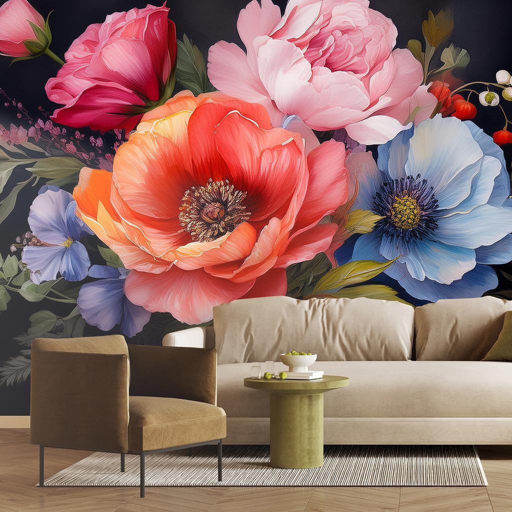 Wallpaper Coloured Flowers