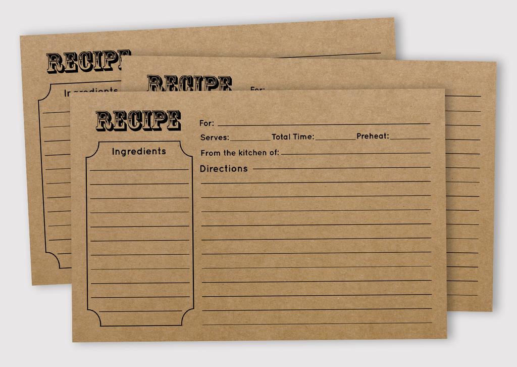 Inkdotpot Карточка с рецептом 6x4 дюйма, односторонние карточки с рецептами, классические карточки с рецептами из крафт-бумаги, для свадьбы, девичника, детского праздника — упаковка