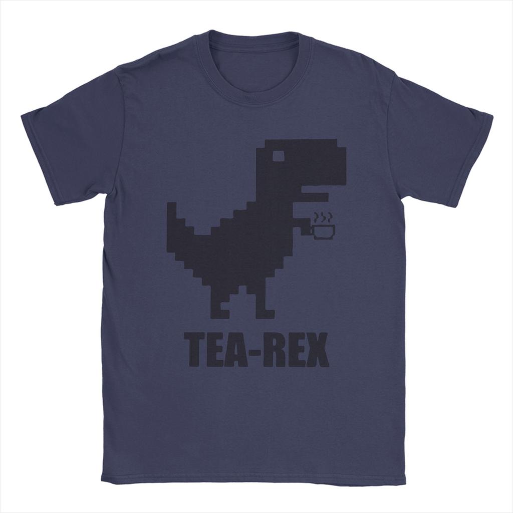 Men's T-Shirt Tea-Rex T-Rex Dinosaur Teacup Funny 100% Cotton Tee Shirt Short Sleeve Cartoon Cute T Shirts Merchandise Gift Idea