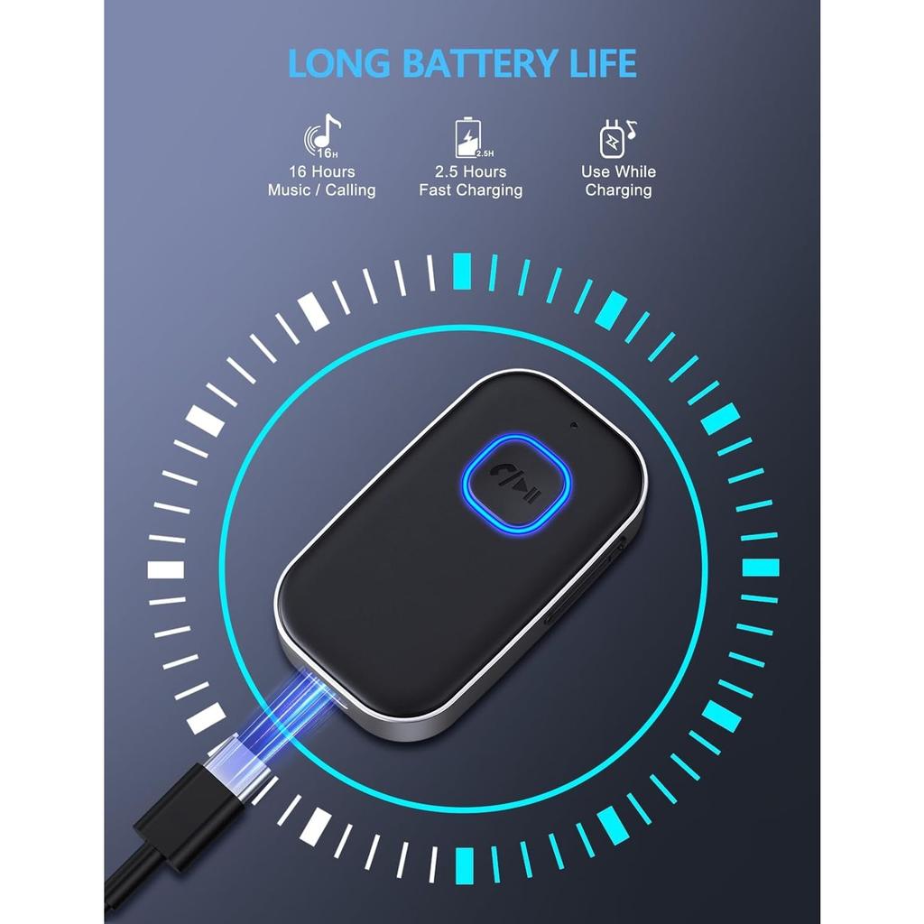 Babacom Bluetooth-приемник, Автомобильный Bluetooth Aux-адаптер, С шумоподавлением, 3,5 мм Aux, Bluetooth 5.3, Музыкальный модуль-приемник для стереосистемы/колонок/проводных
