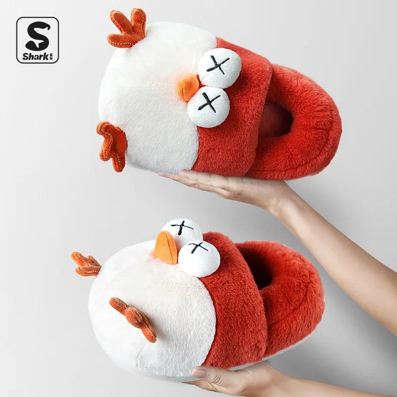 Модные хлопковые тапочки женские зимние домашние плюшевые тапочки на плоской подошве милые тапочки с животными Большие размеры нескользящие теплые туфли унисекс Chinelos Planos