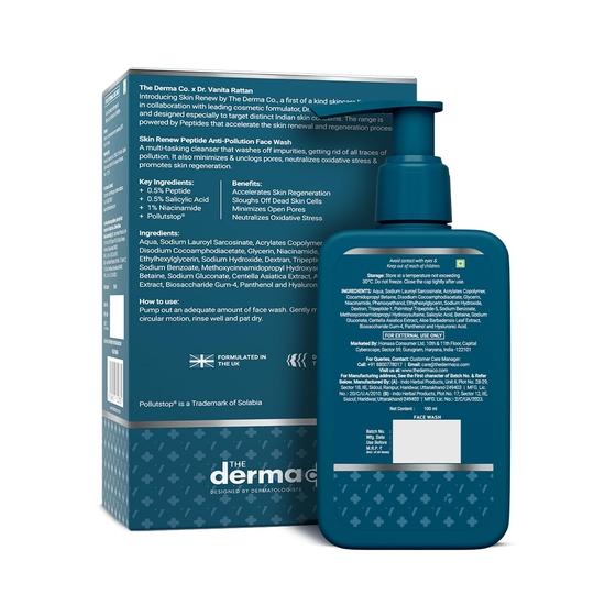 Дерма Ко. X Dr.V Skin Renew Peptide Anti-Pollution Face Wash с пептидами и ниацинамидом-100 мл | 0,5% салициловой кислоты | Отшелушивание|Мягкое