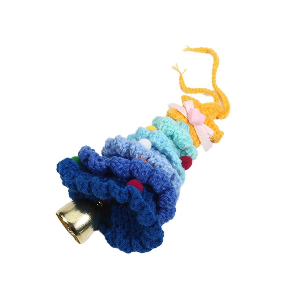 Yarn Crochet Christmas Tree Bell Pendant for Christmas New Year Carnival Party Homeschool Bar KTV Car Decoration Gifts