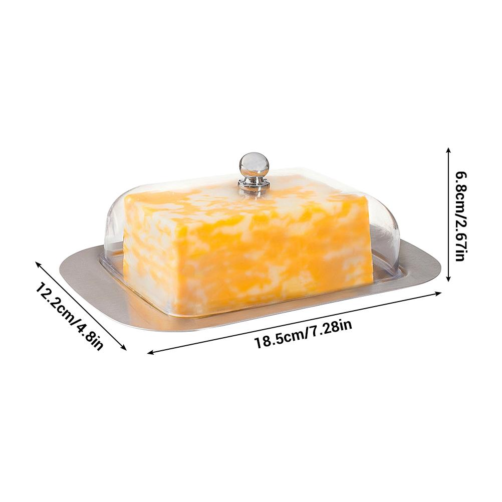 Блюдо для масла из нержавеющей стали Блюдо для хранения продуктов питания с прозрачной герметичной крышкой