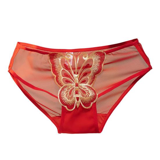 Женские трусы с вышивкой в виде бабочки, прозрачные сетчатые трусы со средней талией, эластичные, для первой брачной ночи, для спальни