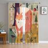 Fox In Forest Sheer Curtains for Living Room Transparent Tulle Window Treatments Bedroom Kitchen Home Decor Veil Drapes