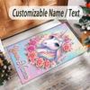 Unicorn Theme Crystal Velvet Floor Rug Personalized Custom Name Text Warm Carpet Home Decoration