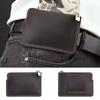 Genuine Leather Men's Short Wallet Retro Zipper Coin Purse Belt Bag Credit Card Holder  Outdoor