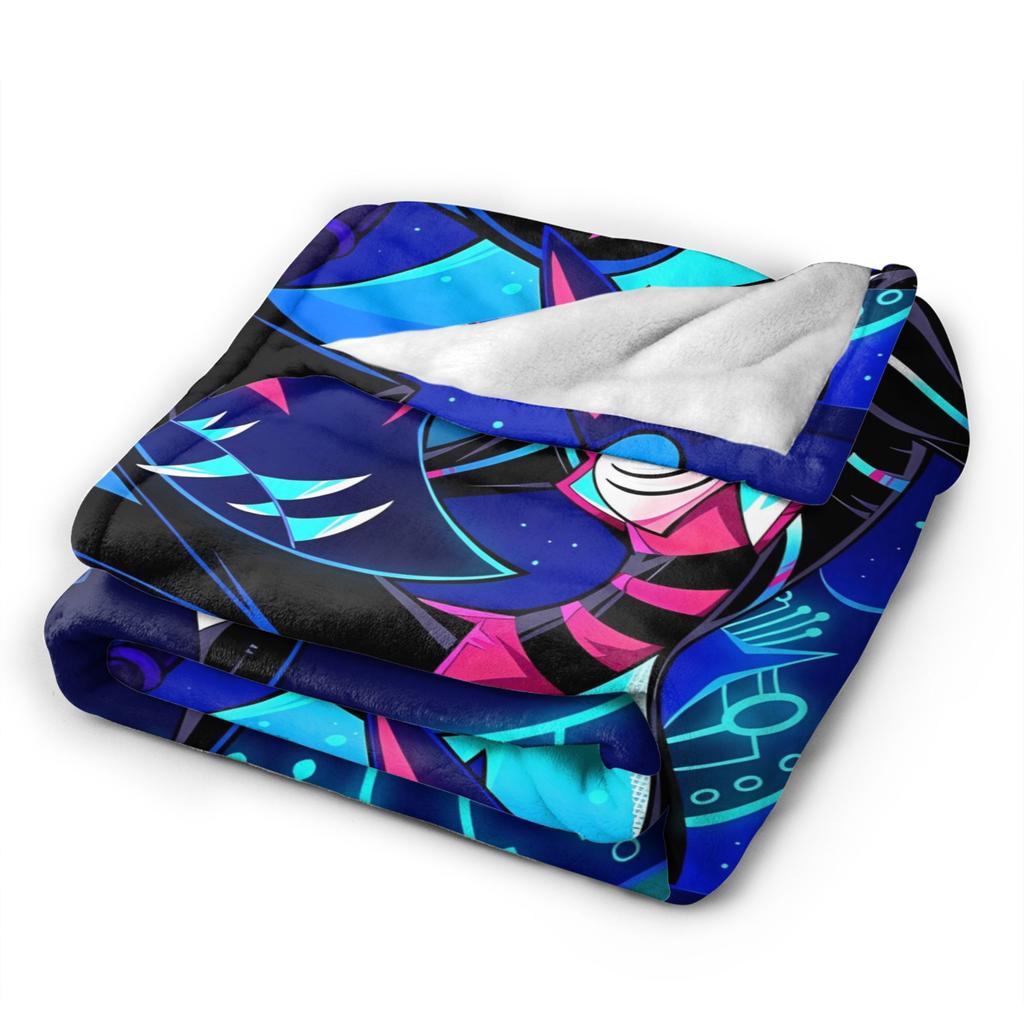 Warm BlanketBoy Girl Camping Vox Alastor Hazbin Hotels Throw Blanket Flannel Bedspread For Couch Chair Funny Sofa Bed Cover