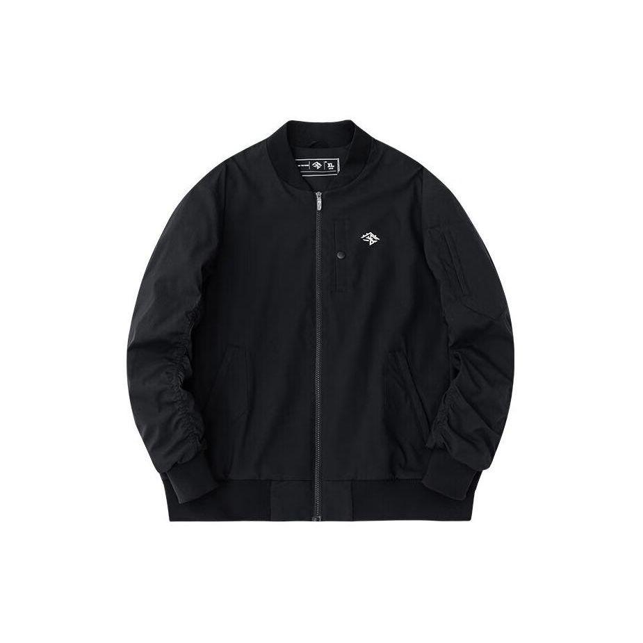 Anta Basketball Series Solid Color Water-Resistant Casual Stand-Up Collar Sports Jacket Men Jackets Black 152411608-4