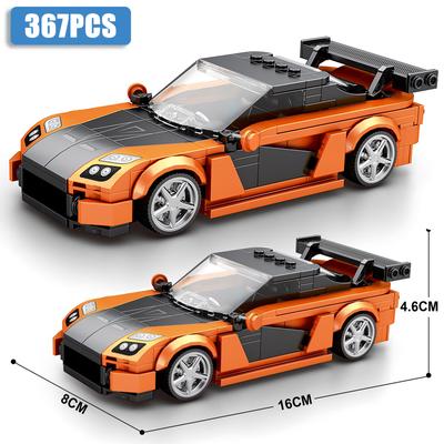 367 шт. Блок для сборки спортивного автомобиля RX7, креативный городской транспорт, модель классического автомобиля, кирпичики, настольный дисплей, игрушки для детей, праздничные подарки