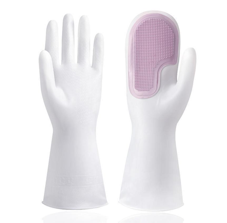 32CM Multifunctional Magic Brush Dishwashing Glove Rubber Kitchen Housework Cleaning Silicone Waterproof Gloves