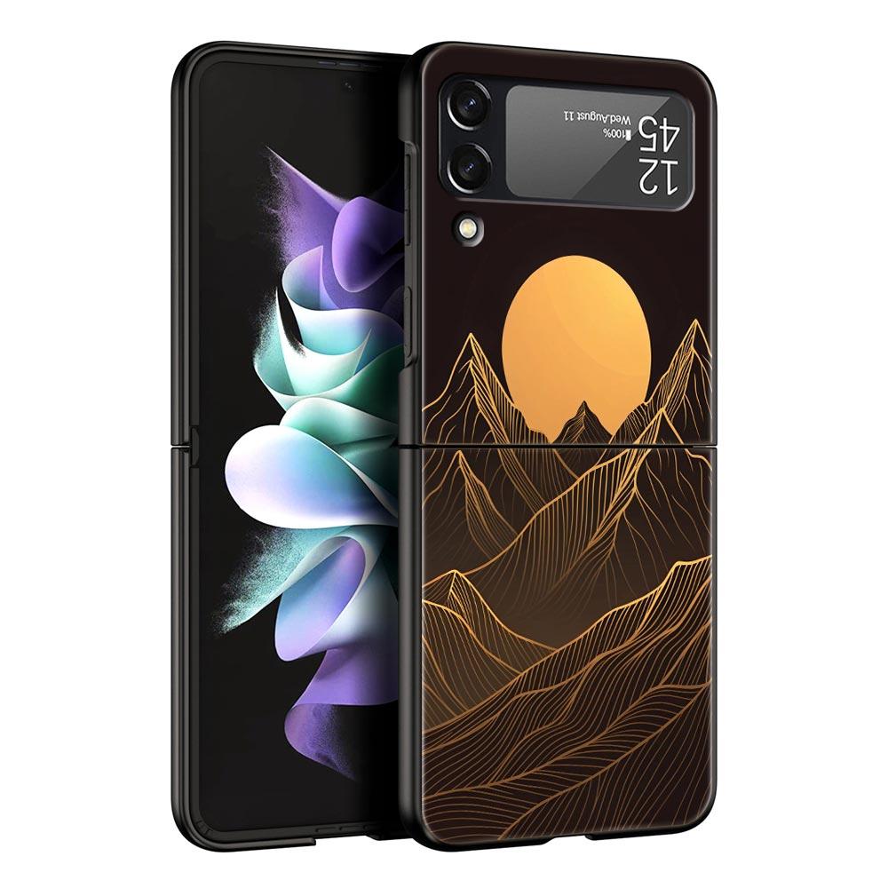Абстрактный Рассвет в Горах Линия Чехол для Телефона Для Samsung Galaxy Z Flip3 Flip4 Flip5 Чехол Для Z Flip 3 4 5 6 7 Жесткая Складная Крышка