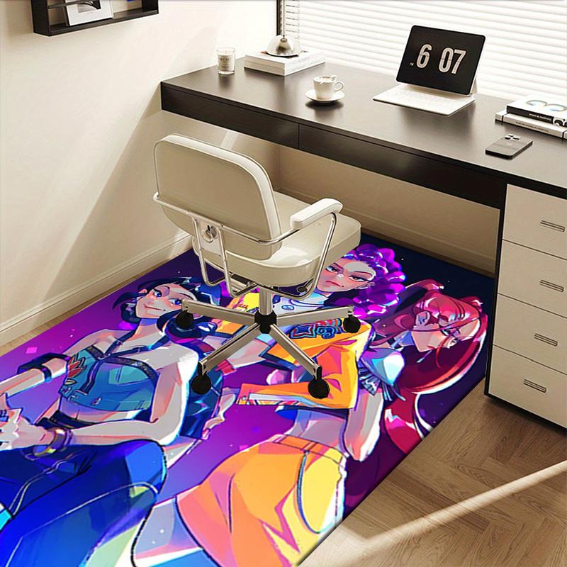 K-pop Anime Character Chair Mat: Colorful Decor for Home Office, Living Room, Bedroom - Perfect Gift with Vibrant Prints.1229a