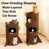 Все-в-одном домик для кошек в дупле дерева 2 этажа/3 этажа Кошачий туннель Кондо для кошек Царапание/Сон/Игра