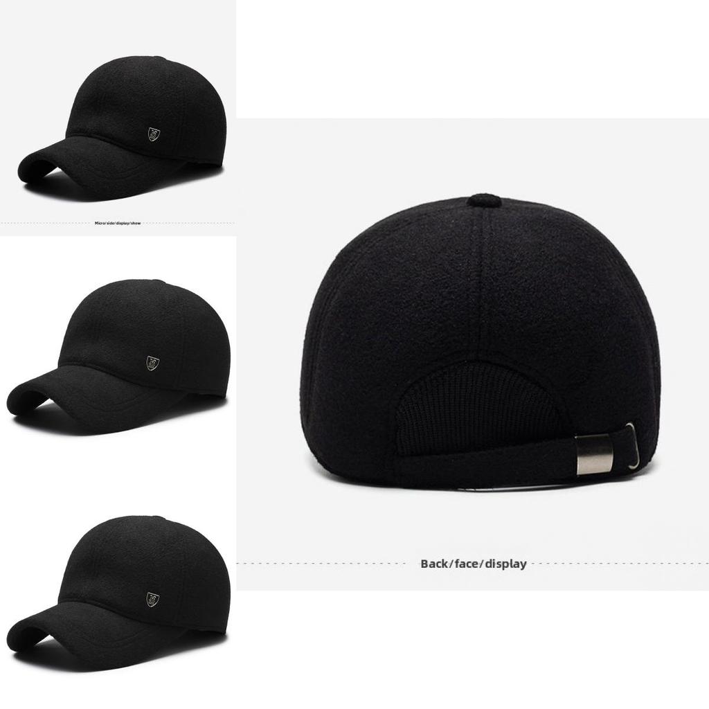 Simple Solid Color Middle Aged Warm Windproof Baseball Cap For Daily Wear