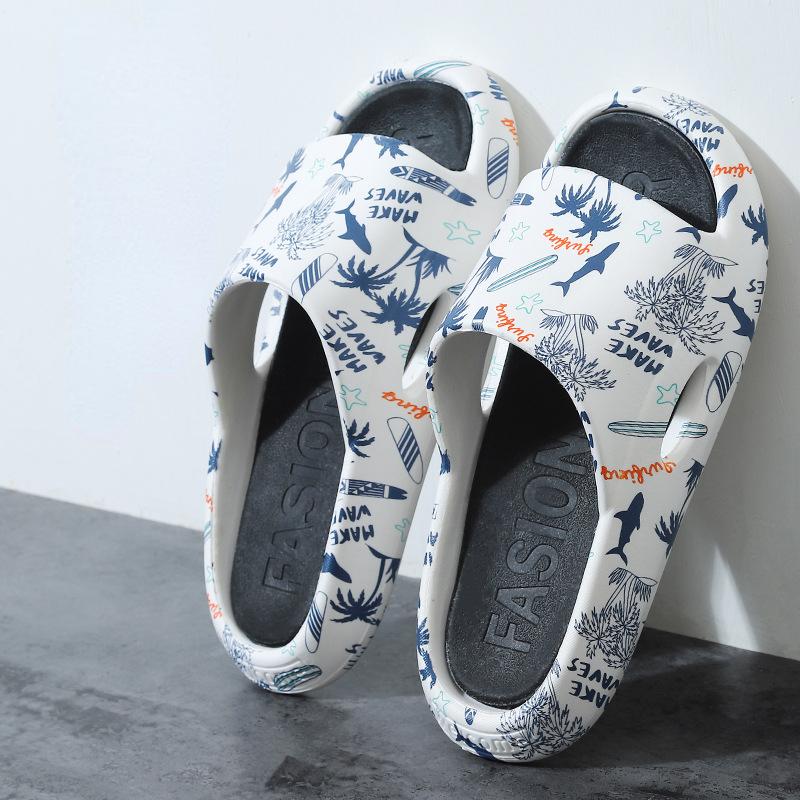 Новые летние модные новые тапочки на толстой подошве, женские нескользящие банные мужские сандалии для пар, пляжные сандалии