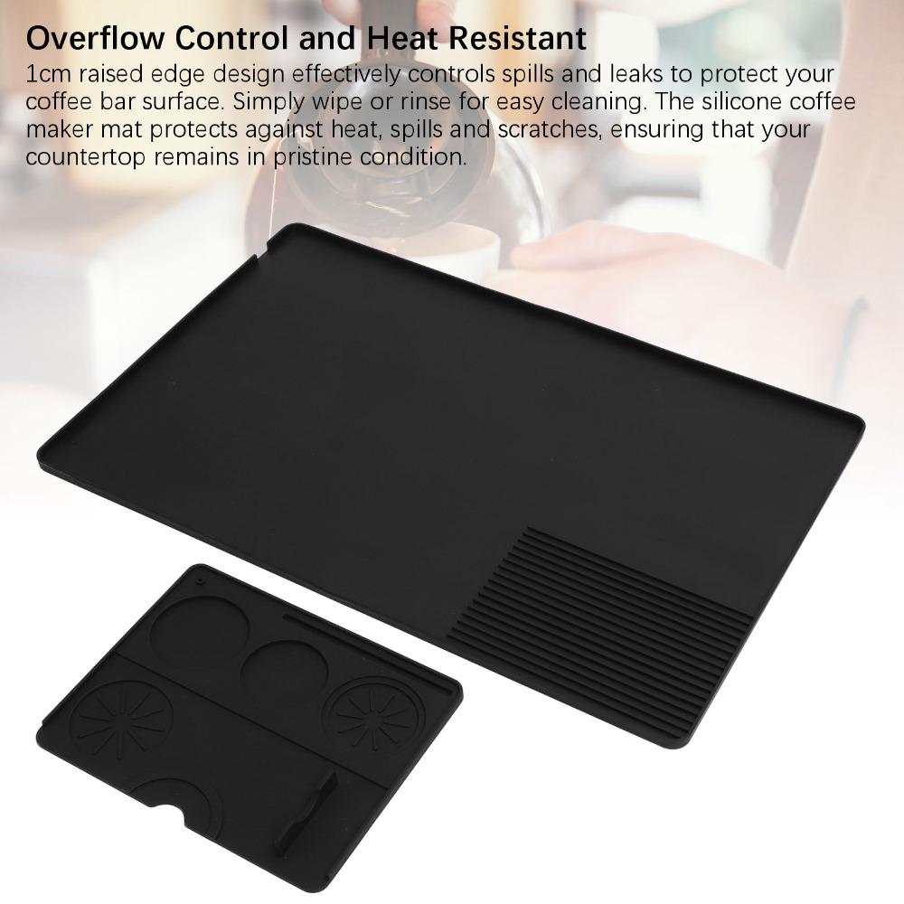 2pcs set Non-Slip Coffee Bar Mat Waterproof Coffee Maker Mat Durable Silicone Coffee Mat Countertop