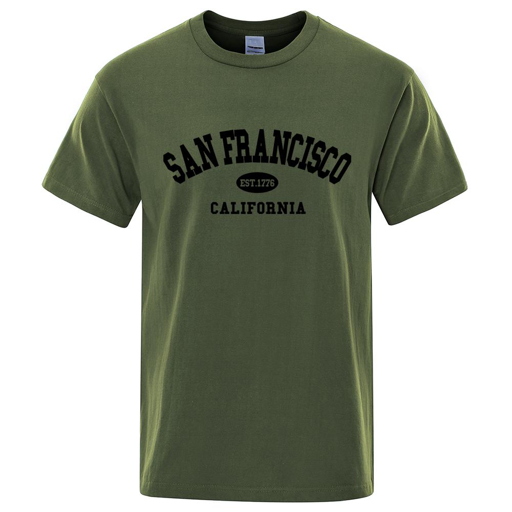 Хлопок Сан-Франциско Основан в 1776 году Калифорния Футболки с буквой T Мужская мода Оверсайз Топы Летняя футболка Свободный Дизайнерский Роскошный Тис Одежда