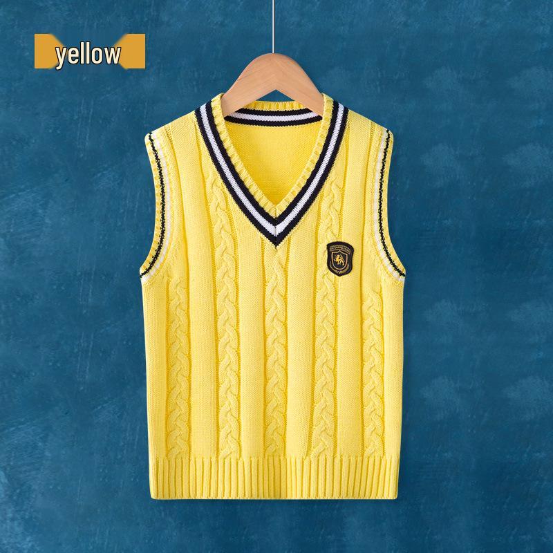 Kids' Knitted Sleeveless Vest: Spring & Autumn College-Style School Uniform