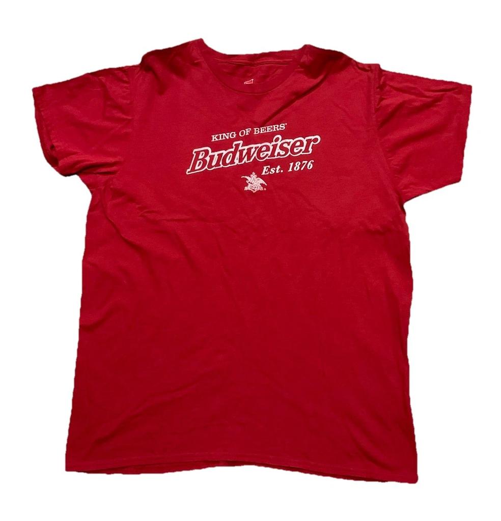 Budweiser King Of Beers 1876 T-Shirt Mens Size XL Red Graphic Crewneck Hanes