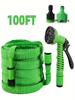 Легкий садовый шланг 100 футов + насадка, Волшебный шланг, Расширяющийся шланг, Многоцелевой для полива под высоким давлением, Шланг для мойки автомобиля, Сжимающийся садовый шланг
